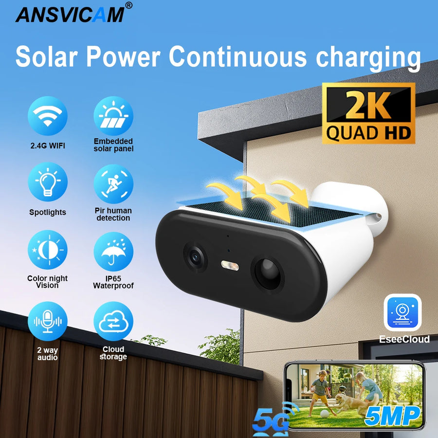 2K Solar Security Camera Wireless WIFI
